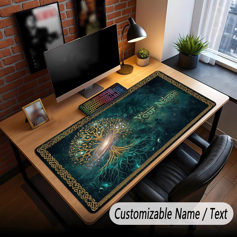 Tree of Life Theme Custom Mouse Pad Personalized With Name Text Customized Desk Mat For Office Home Decor