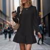 Autumn Winter Dress Women's Round Neck Long Sleeved Jacquard Fashion Hoodie Dress