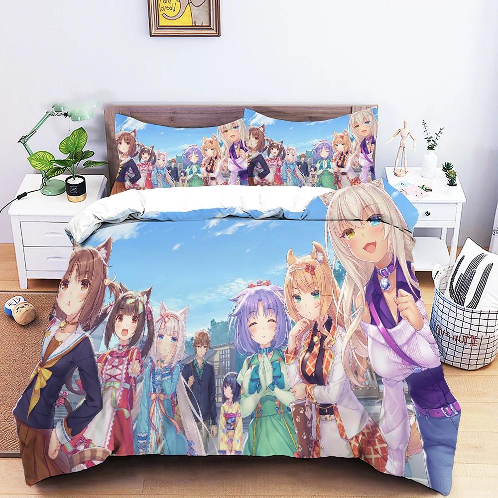 New 3d Print Anime Nekopara Sexy Girl Bedding Set Boys Girls Twin Queen Size Duvet Cover Pillowcase Bed Kids Adult Home Textiles