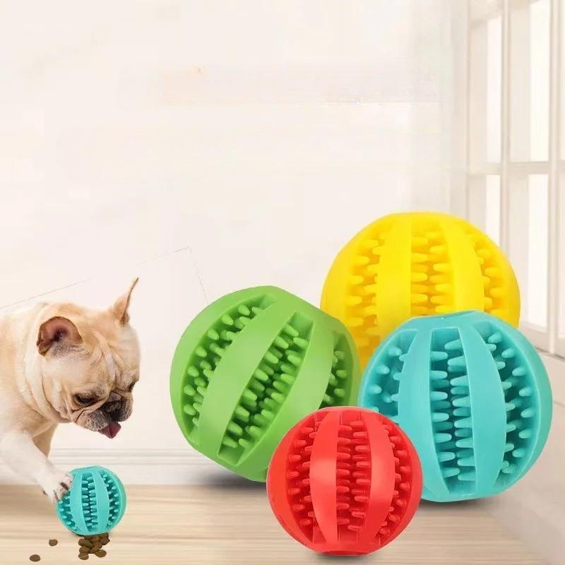 1PCS Pet Dog Dog Toy Educational Leak Food Ball Bite-resistant Golden Retriever Teddy Rubber Ball Puppy Molar Elastic Watermelon Ball