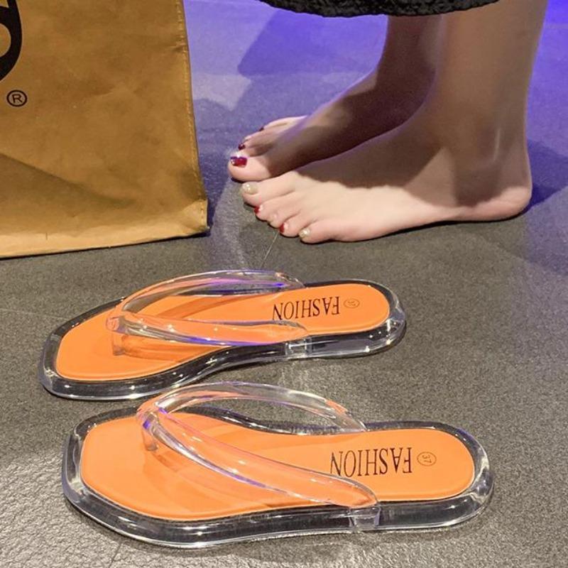 Fashion Women's Summer Candy Color Flip Flops Fashion All Match Outdoor Casual Flat Slippers Ladies Soft Soled Beach Sandal Women Slides