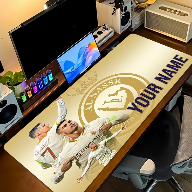 Custom Name Cristiano Ronaldo Mouse Pad Large Gaming Table Cushion Non-slip Laptop Tablet Big Mousepad XXL Mat Mini PC Playmat With Lock edge_XIA