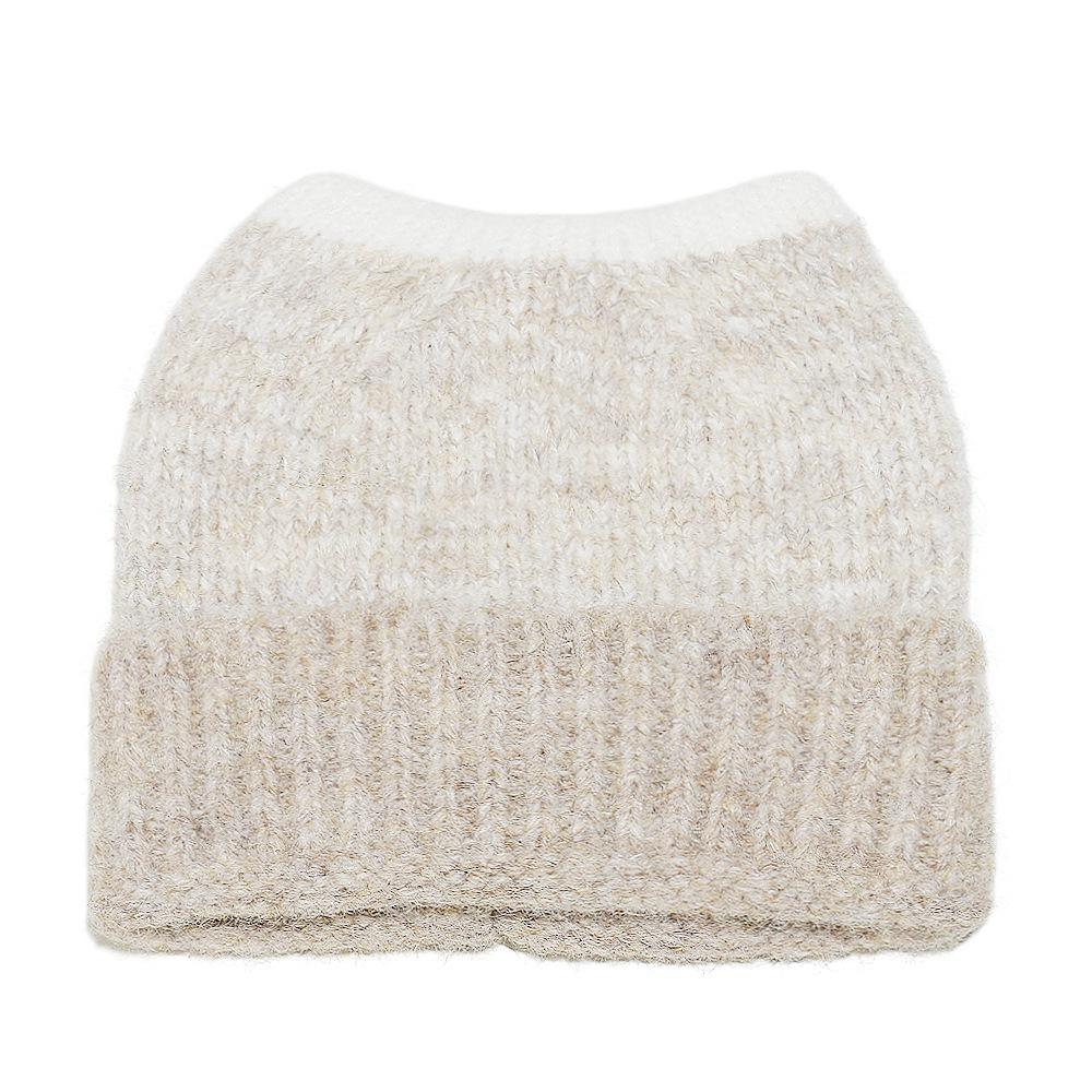 Temu Autumn and Winter New Wool Hat Gradual Change Color Blended Devil Cat Ears Pullover Hat Knitted Hat Women