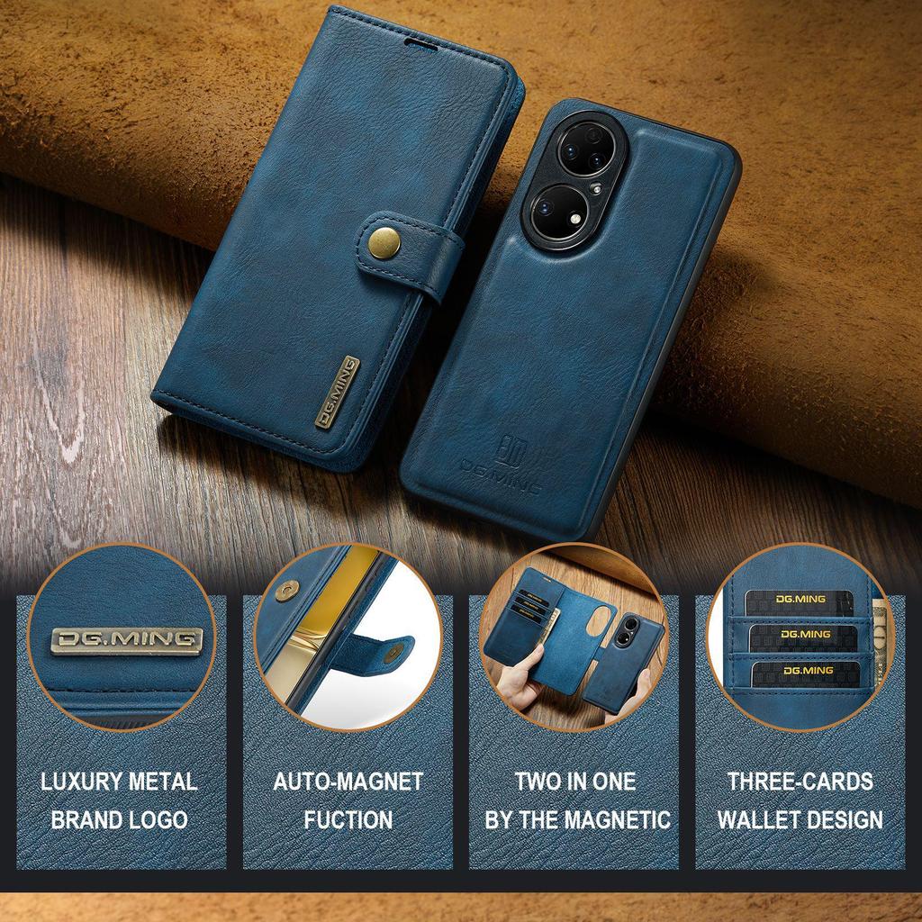 Huawei P50 Pro Magnetic Card Holder Cowhide-Feel Protective Case