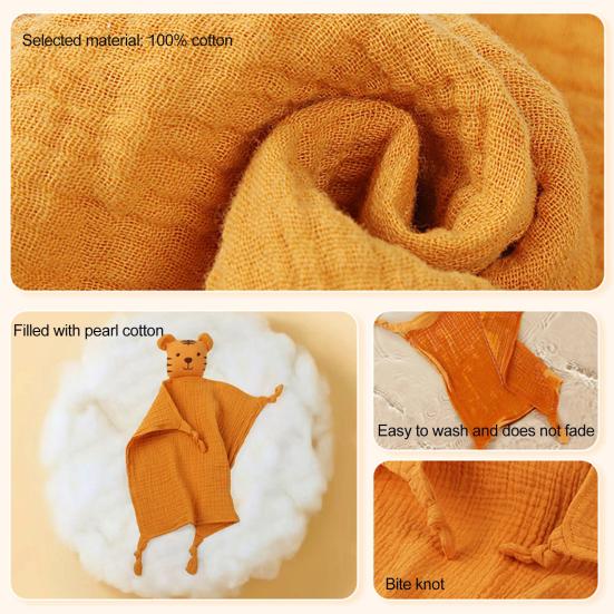 Animal Loveys for Babies Soothing Towel Muslin Security Blanket Panda Rabbit Self-Soothing Anti-Drop Towel for Sleeping Newborns