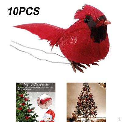 10 Pcs Christmas Cardinal Birds with Clip .54 Inches for Wedding Party Centerpieces Home