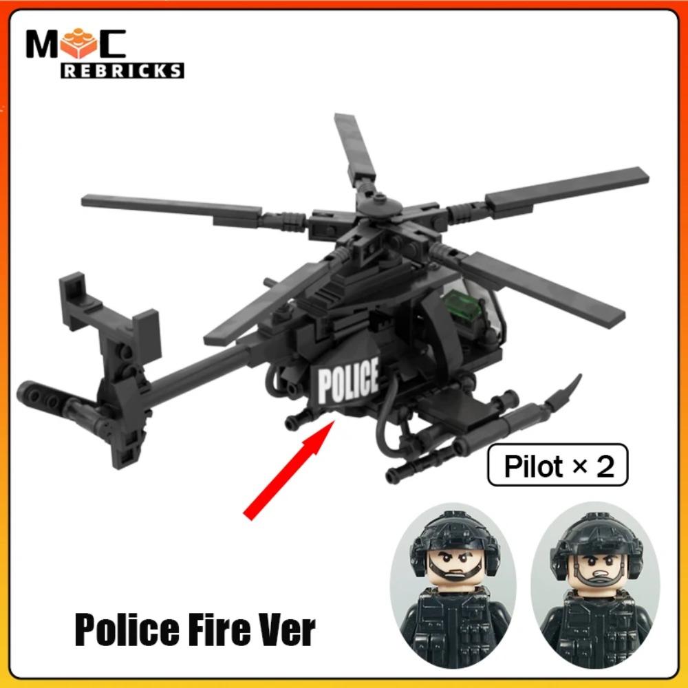 WW II Military Series New MH-6 Little Bird Helicopters With Soldies MOC Building Blocks Airplane Display Stand Bricks Toys Gifts