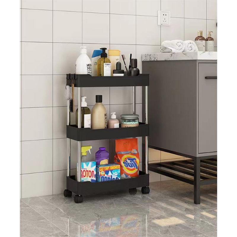 

1pcs Rolling Utility Cart Storage Shelf Movable Gap Storage Rack Kitchen Bathroom Slim Slide Organizer Shelf Livingroom S чорний