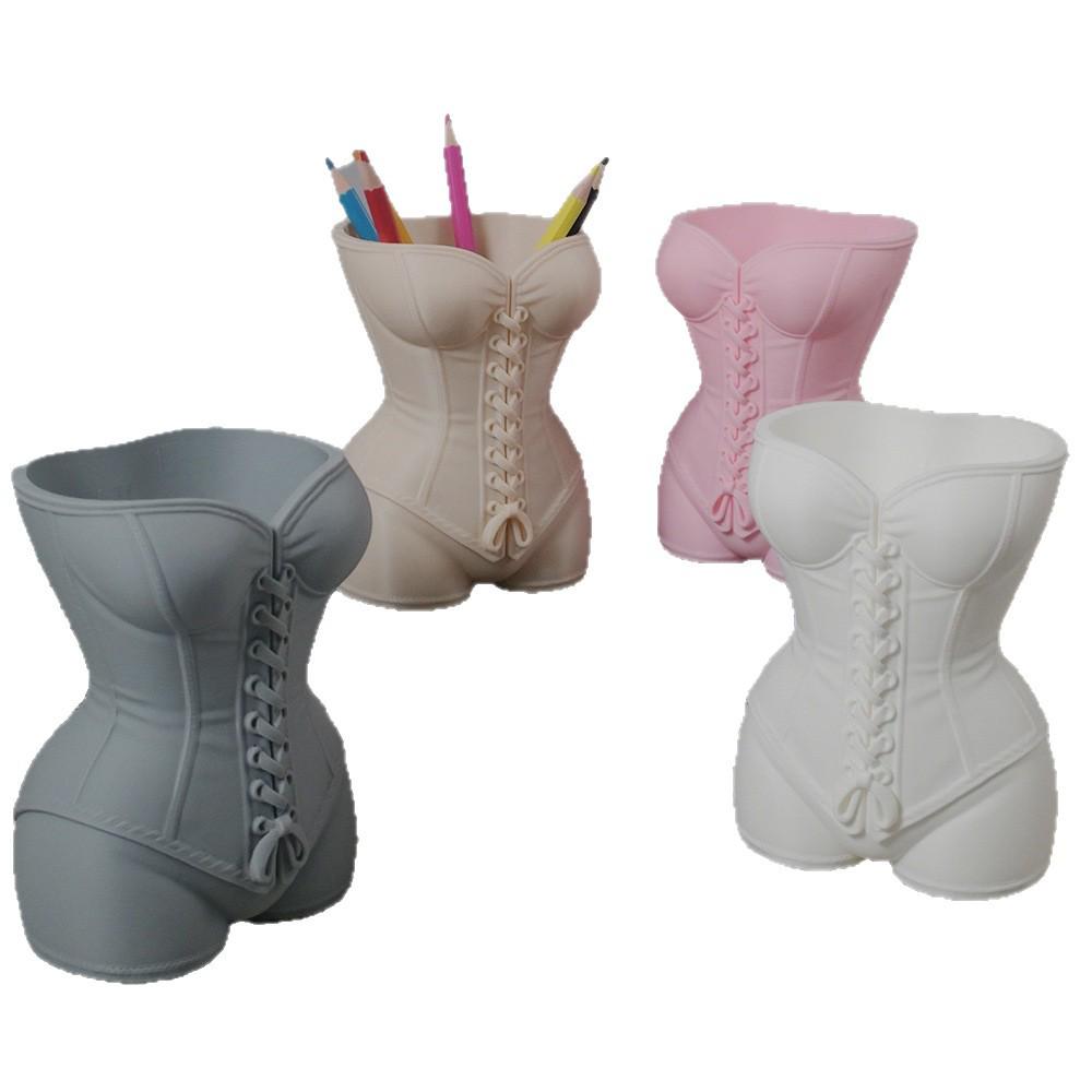 3D Printed Realistic Woman Waist-Cinching Vase Pen Holder - Desktop Decoration & Multi-Purpose Ornament
