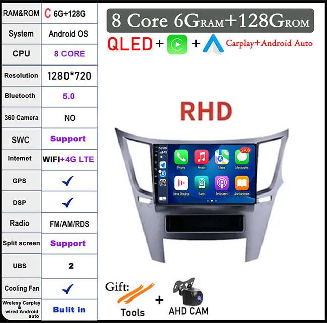 9'' Android 14 For Subaru Outback 4 Legacy 5 2009-2014 RHD Car Radio GPS Screen Navigation Radio Player Multimedia Video Stereo