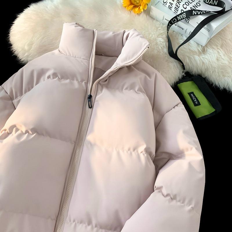 Stand-up Collar Cotton Clothing Men and Women Paragraph Winter Thickened Loose Cotton Jacket Couple Paragraph Casual Bread Clothing Cotton Jacket