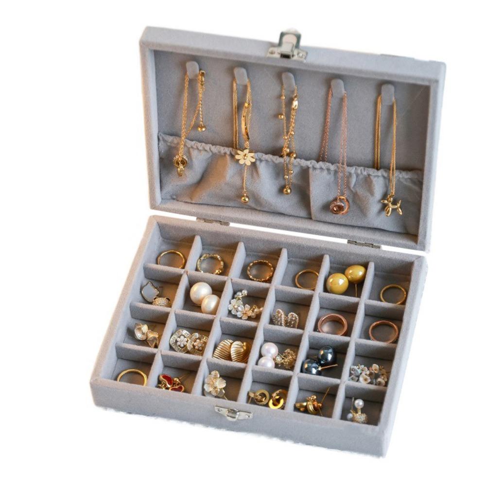 Dustproof Jewelry Storage Box Flip Lid Divided Necklace Tray  Classification
