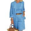 2025 Spring & Autumn Women's Cotton-Linen Cardigan Suit: Two-Piece Set with Top & Shorts