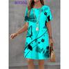 Women Dress Vintage Print Short Sleeve O-Neck Dresses Summer Autumn Fashion Casual Harajuku Dress Female Party Clothing