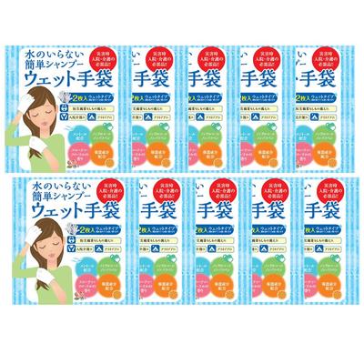 Shikoku Paper Sales Shampoo Sem Água Sem Espuma Luvas Molhadas luvas por Fruity Floral Co., Ltd. (2 pacotes) Pacote com 10 unidades