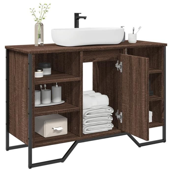 VidaXL Armoire lavabo de salle de bain chêne marron 91x35x60 cm, placard lavabo de salle de bain, meubles de salle de bain, 848668