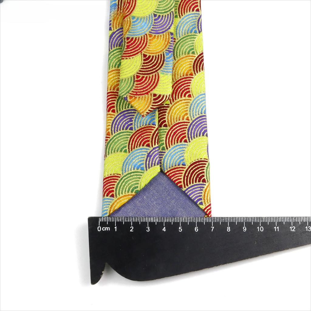 Men's Fashion Multi-color Linen Tie Sea Wave Fish Scale Pattern Tie Wedding Party Gift Daily Wear High Quality 7cm Golde Necktie