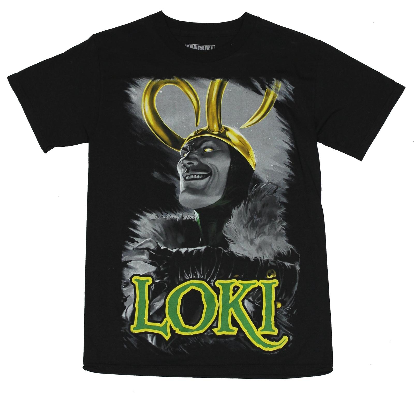 Thor Marvel Comics Mens T-shirt Giant Evil Loki Portrait L