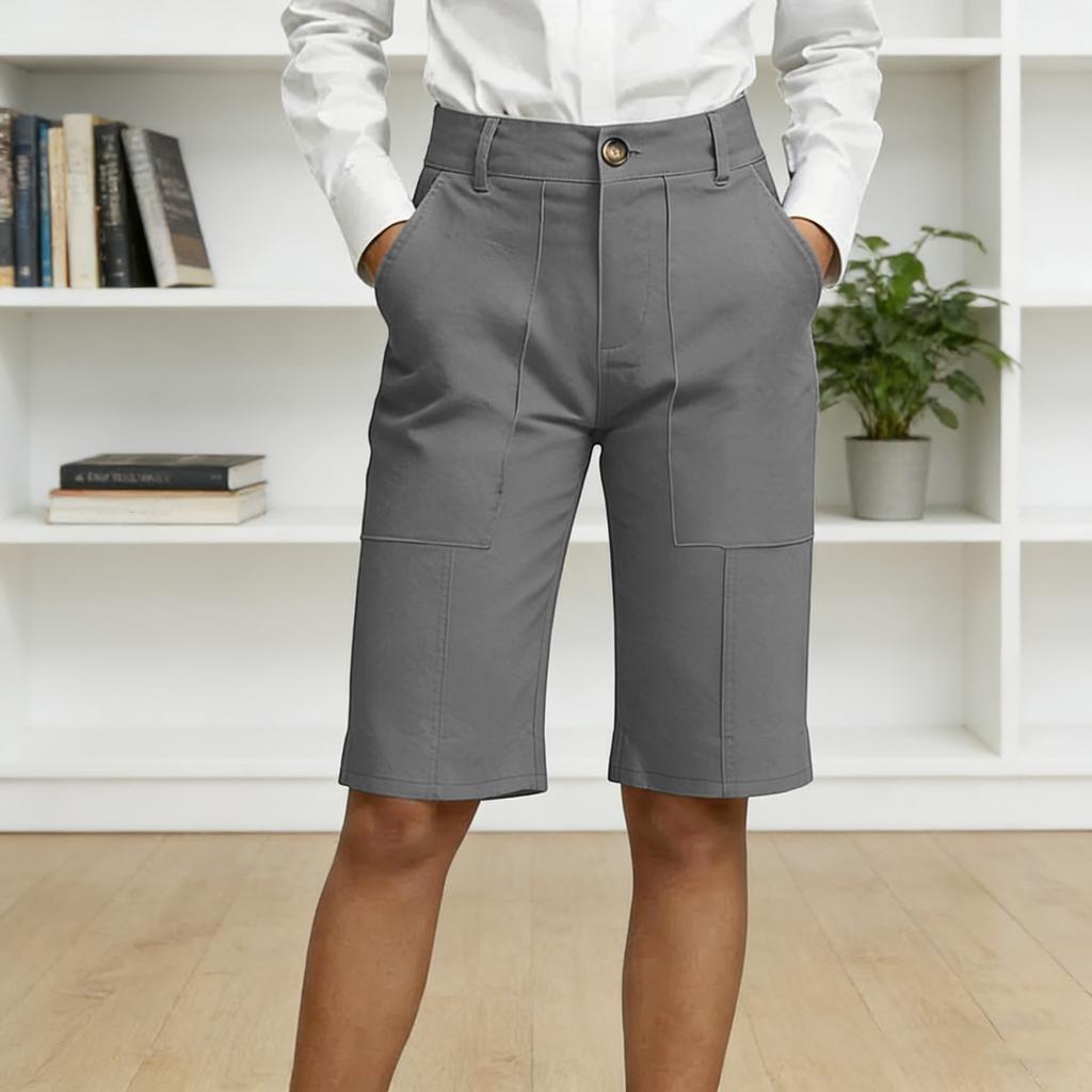 Pantaloncini estivi casual alla moda, larghi e comodi, al ginocchio, a vita alta con elastico e tasche