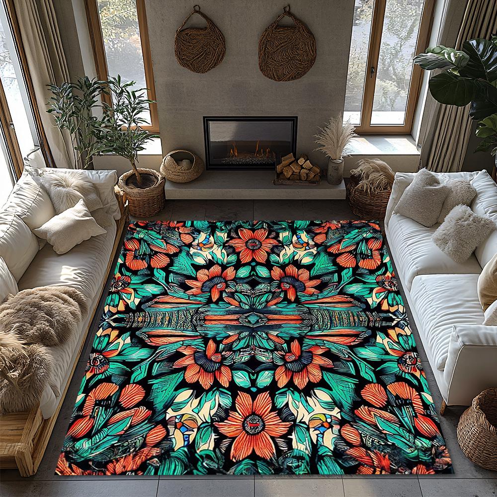 Botanical Pattern Doormat Indoor Outdoor Floor Mat Washable Entrance Rug Home Decor Tropical Leaf Design Area Rug Accent Rug