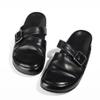 Fashion High Quality Soft Leather Brand Flat Sandal Women Fashion Metal Buckle Wide Band Designer Shoe Cozy Non-slip 44 Plus Size Sandal