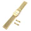 304 Solid Stainless Steel Strap 20mm 22mm Folding Buckle Curved End Men Women 5 Pointer Gold Metal Watch Band Accessories