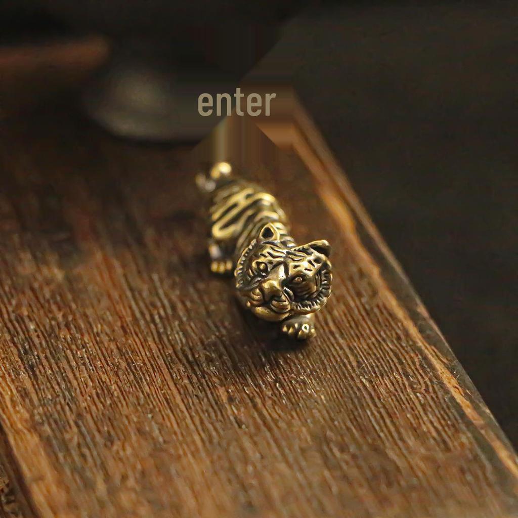 3D Messing Chinesisches Tierkreiszeichen Tiger Schlüsselanhänger Anhänger - Antiker Stil