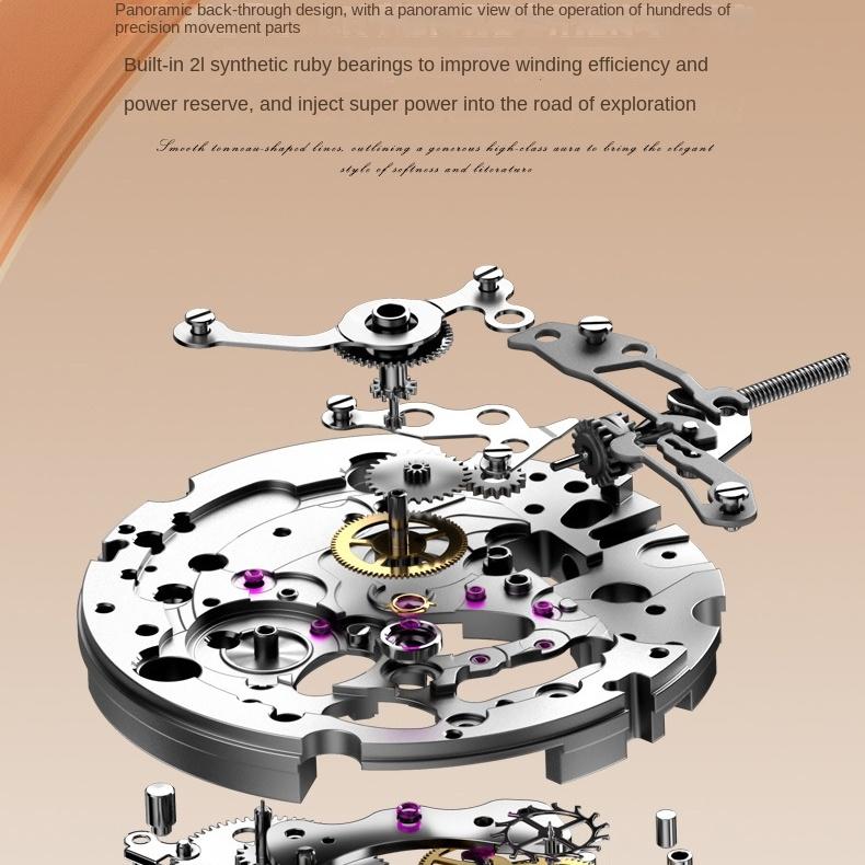 OUPINKE Uhr Hohl Weinfass Mechanische Uhr Mode Silikon Gürtel Wasserdicht Damen Uhr Damen Uhr