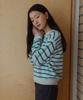 LAMINEZ Mono Stripe V-Neck Knit - Blue