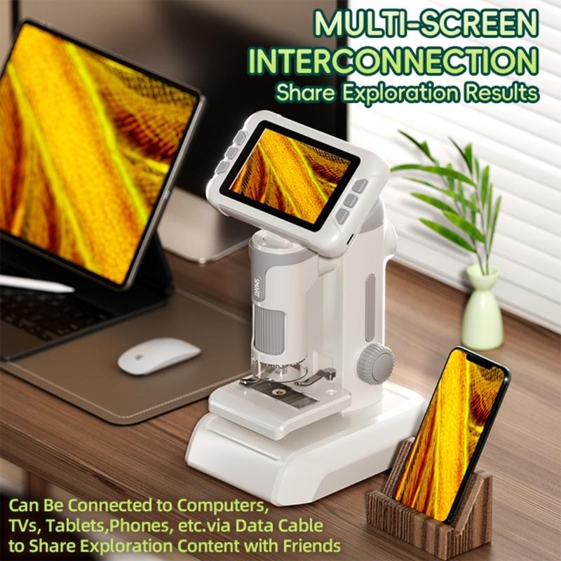 Multifunction Digital Microscope for Children Featuring Handheld Desktop Hanging Capabilities & Screen for Educational