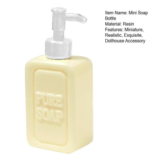 1:12 Scale Mini Lotion Dispenser Miniature Dollhouse Bathroom Accessories Resin Tiny Soap Bottle for DIY Micro Scene Decor