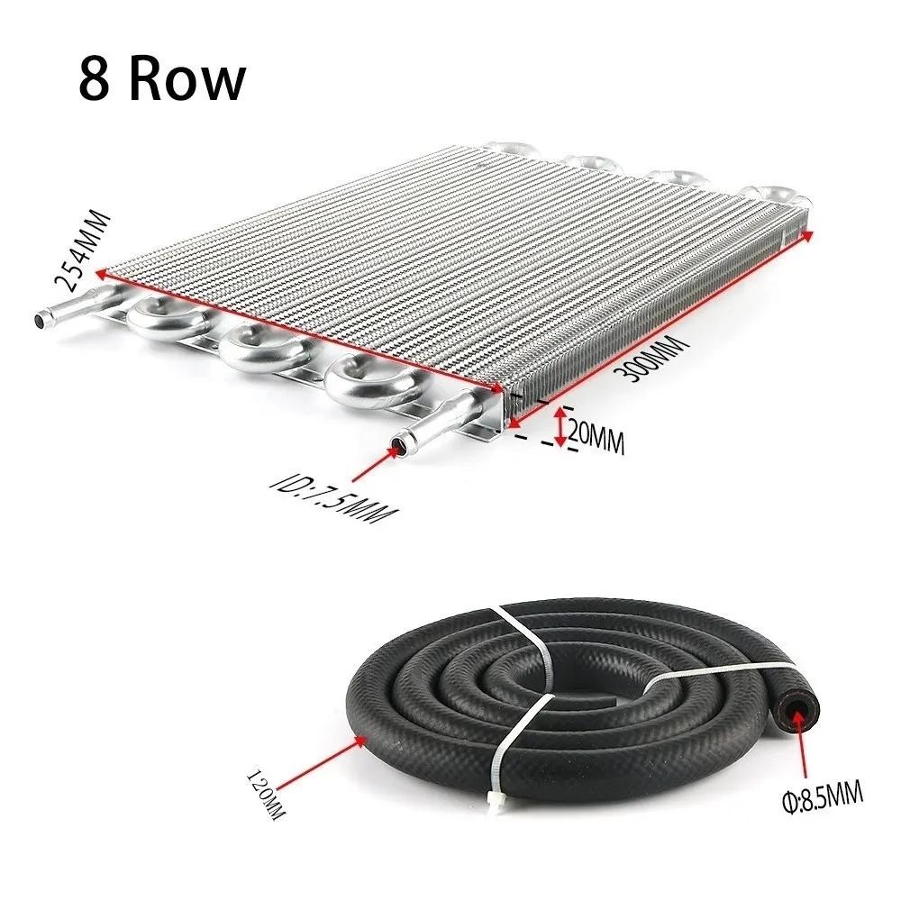 Evrensel 8 Sıralı Alüminyum Şanzıman Radyatörü Yağ Soğutma + 10 İnç 12V Araba Klima Elektronik İnce Fan Soğutma Kiti