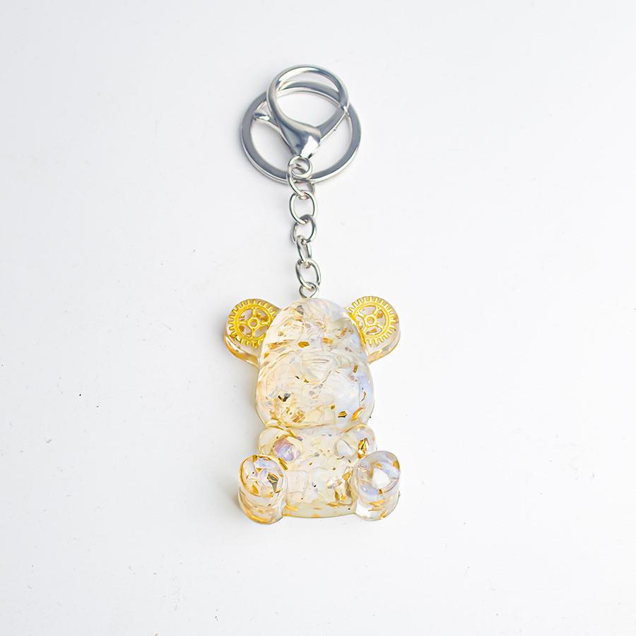 Crystal Stone Bear Pendant With Natural Gemstones For Car Keychain And Gift Use
