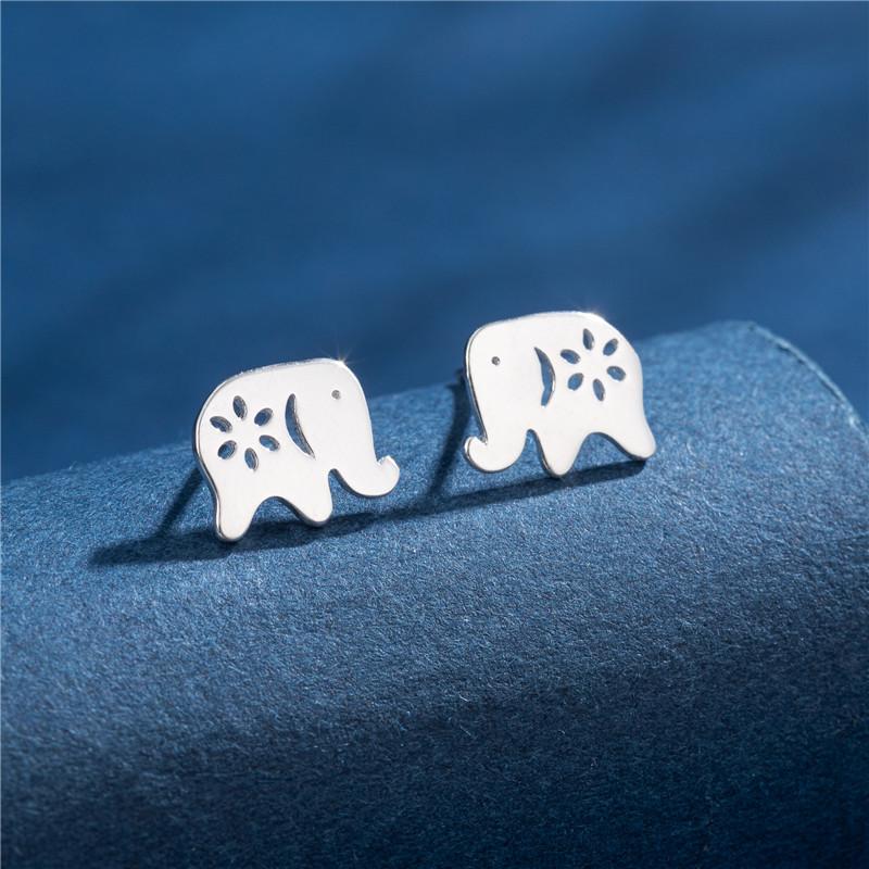 100% Real Sterling Copper 925 Fashion Stud Earrings Minimalist Hedgehog Tiger Penguin Snake Cartilage Studs Hypoallergenic Gift