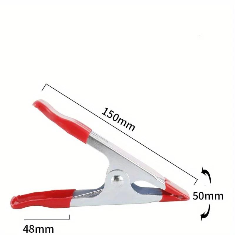 5pcs Mini Metal Heavy Duty Spring Clamps Crocodile Clip Red Plastic Tips Tool Clips Grip Holder