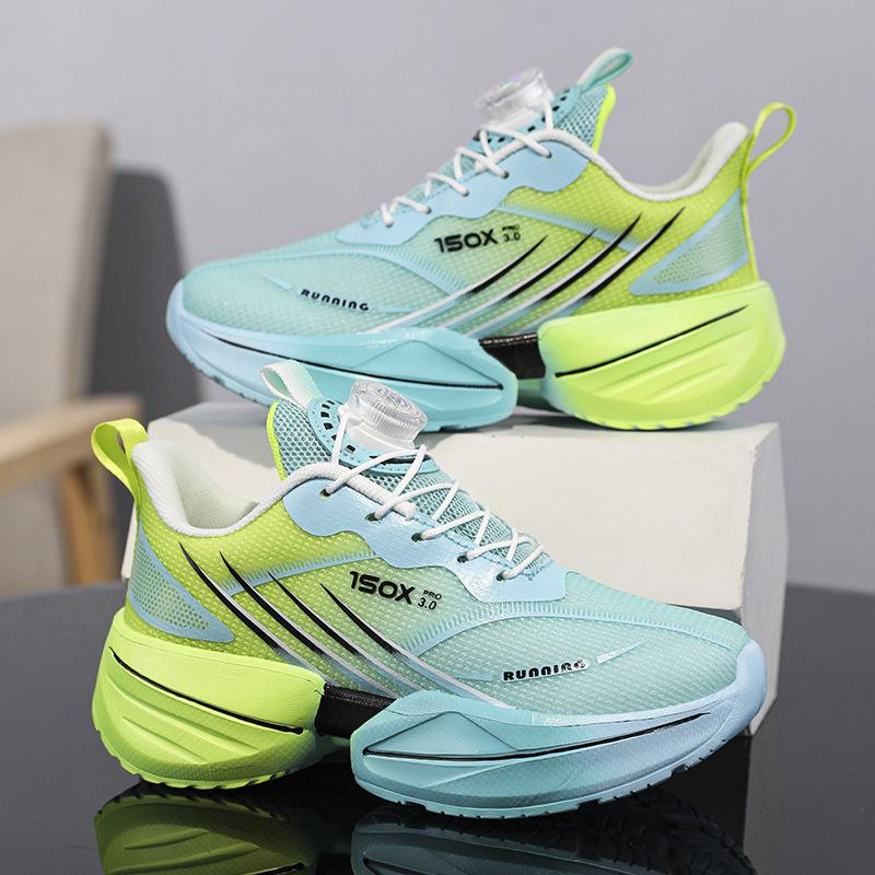 2025 Spring and Autumn Boys Sneakers Classmate Mesh Breathable Rotating Button Carbon Running Shoes Popular Red Rabbit Foreign Trade