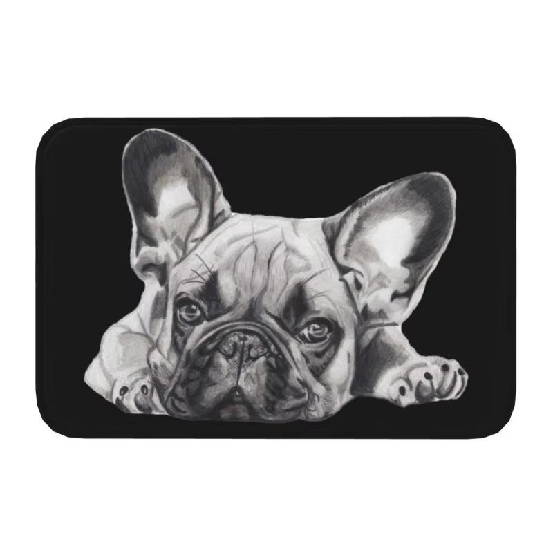 1pc French Bulldog Cute Dog Floor Printed Mat, Non-slip Mat, Machine Washable Polyester Fabric, Suitable for Bedroom Living Room