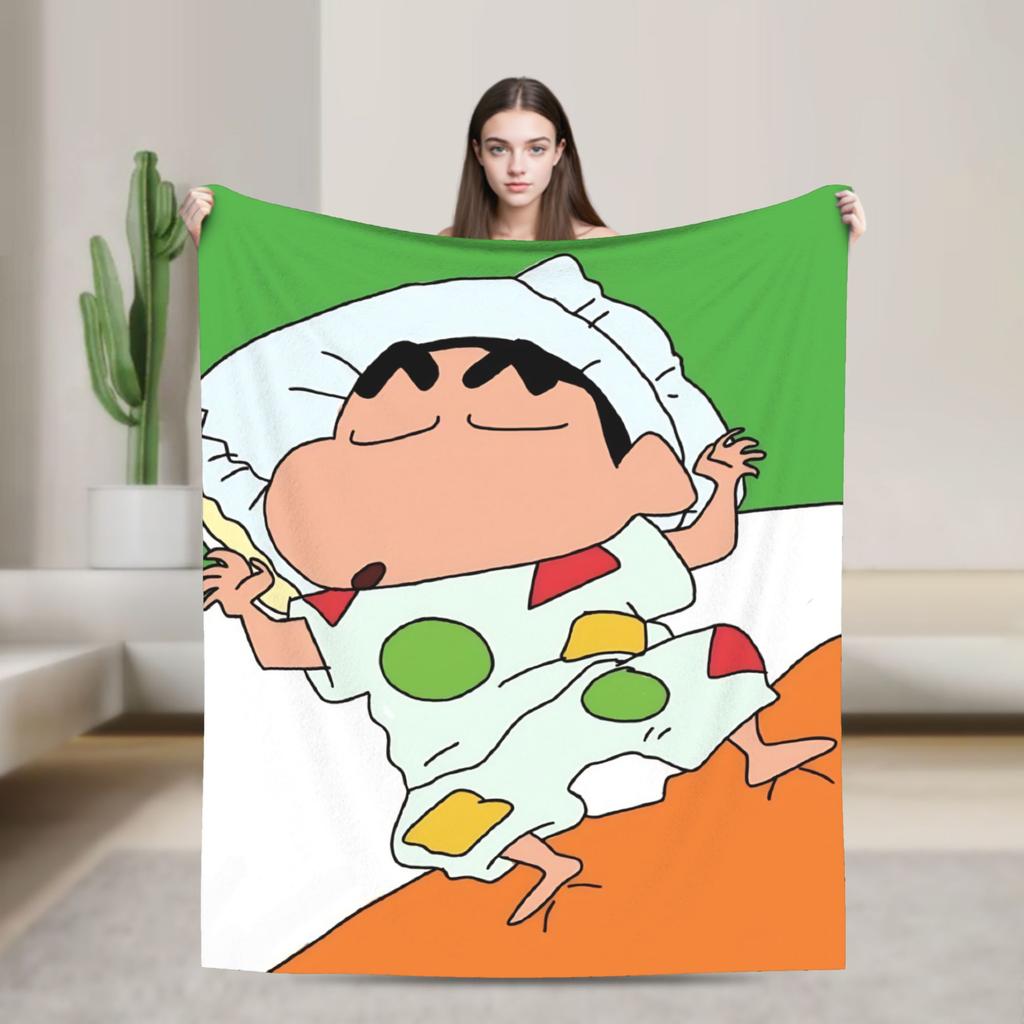 Shinchans 90S Cartoon Flannel Blanket Awesome Throw Blankets For Bed Sofa Couch 150*125Cm Rug Piece