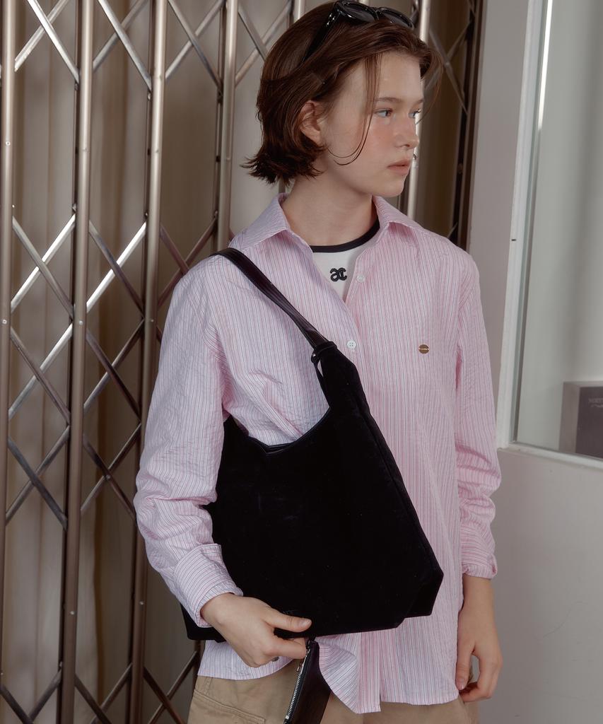 Anoetic Anc Suede Hobo Bag & Card Wallet Set_Black