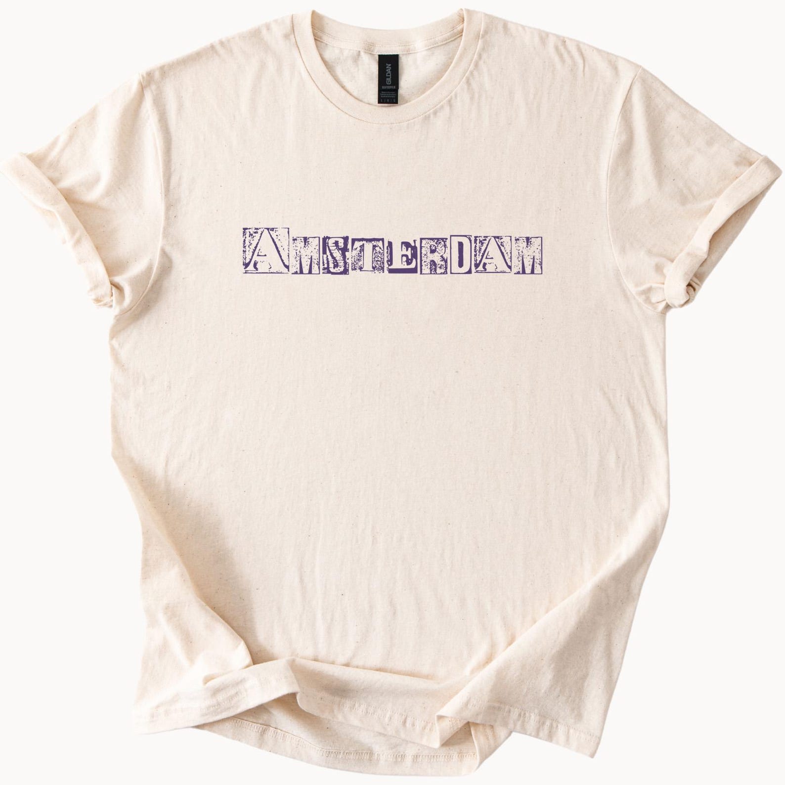 Amsterdam Graphic T Shirt Distressed Block Letter Amsterdam City Tee Travel Souvenir Shirt Amsterdam Typography Shirt Gift for Travelers 140