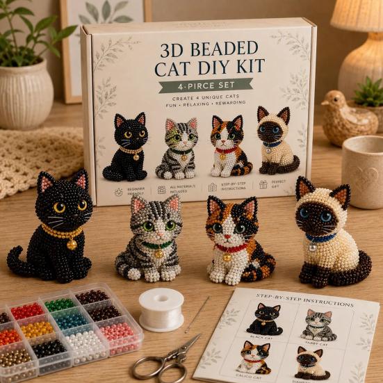 Tiny 3D Beaded Animal DIY Kit with Instructions Easy DIY Beading Kit
