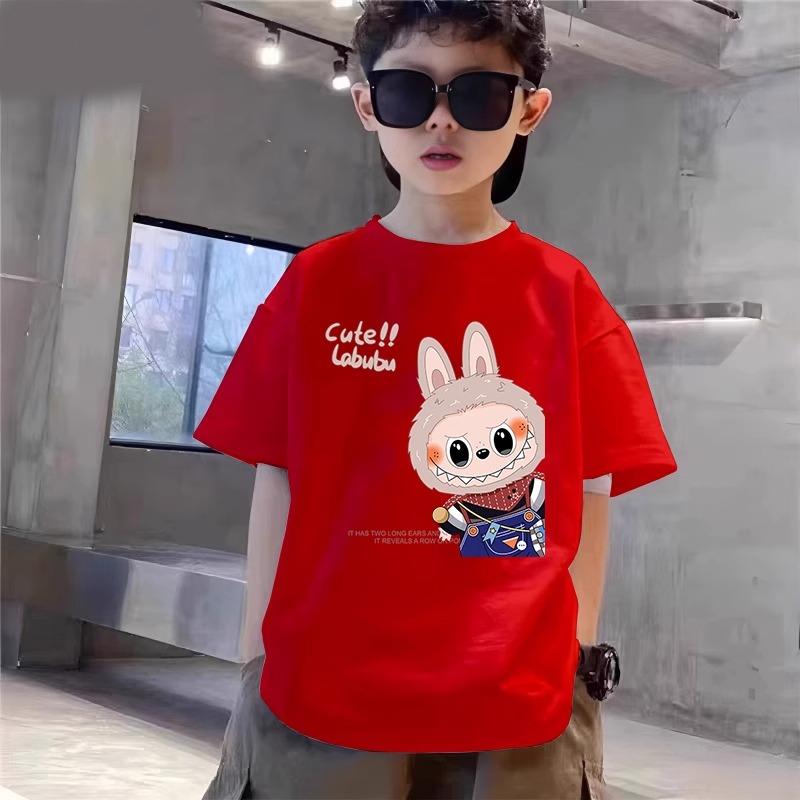 

Мультяшная Графическая Детская Взрослая Футболка с Принтом Labubu Летняя Мужская и Женская Мода Футболка с Коротким Рукавом Топ Пуловер M
