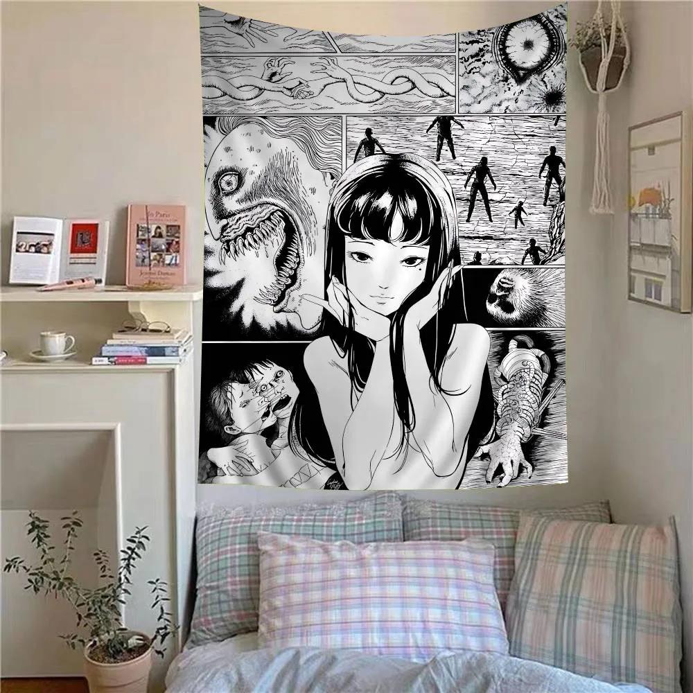 Japan Anime JJunji Ito Anime Wandteppich Günstiger Hippie Wandbehang Böhmische Wandteppiche Mandala Heimdekoration