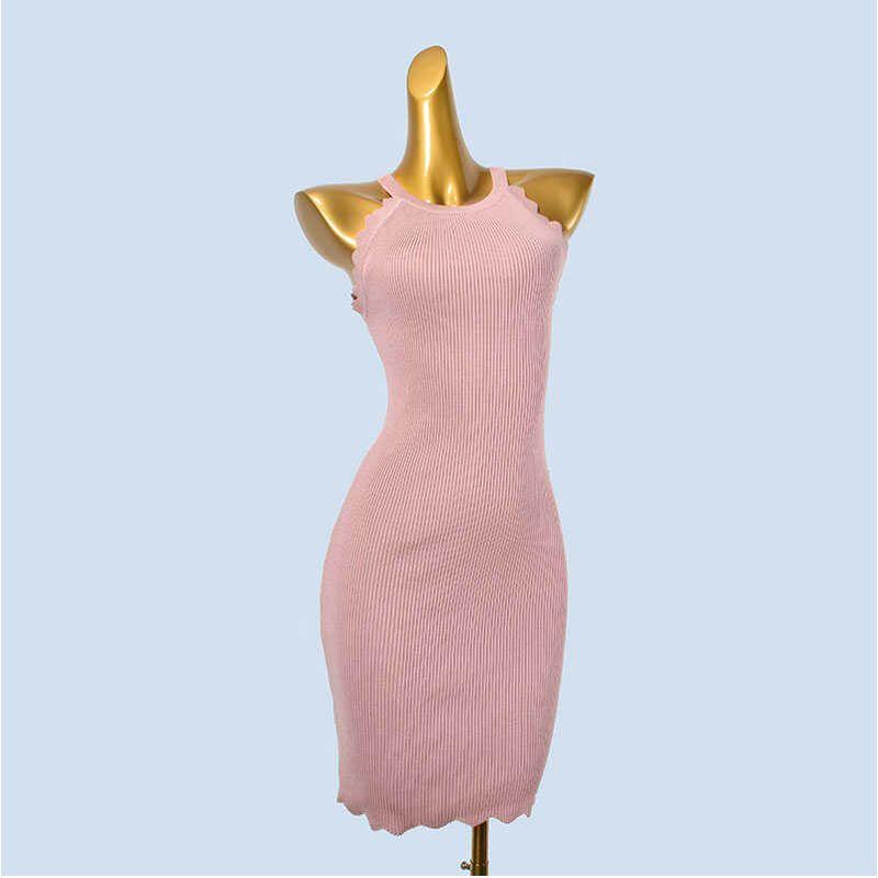 Export Single Spring and Summer Sleeveless Halter Knitting Silm Hip-Wrapped Short Dress Inner Wear Outer Wear Sexy Slimming Women