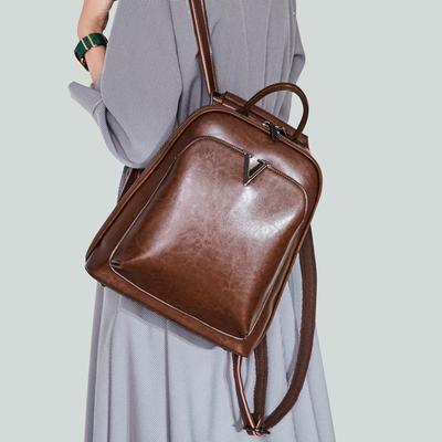 Women's Leisure Fashion Retro Leather Oil Wax Cow Leather Backpack CLE