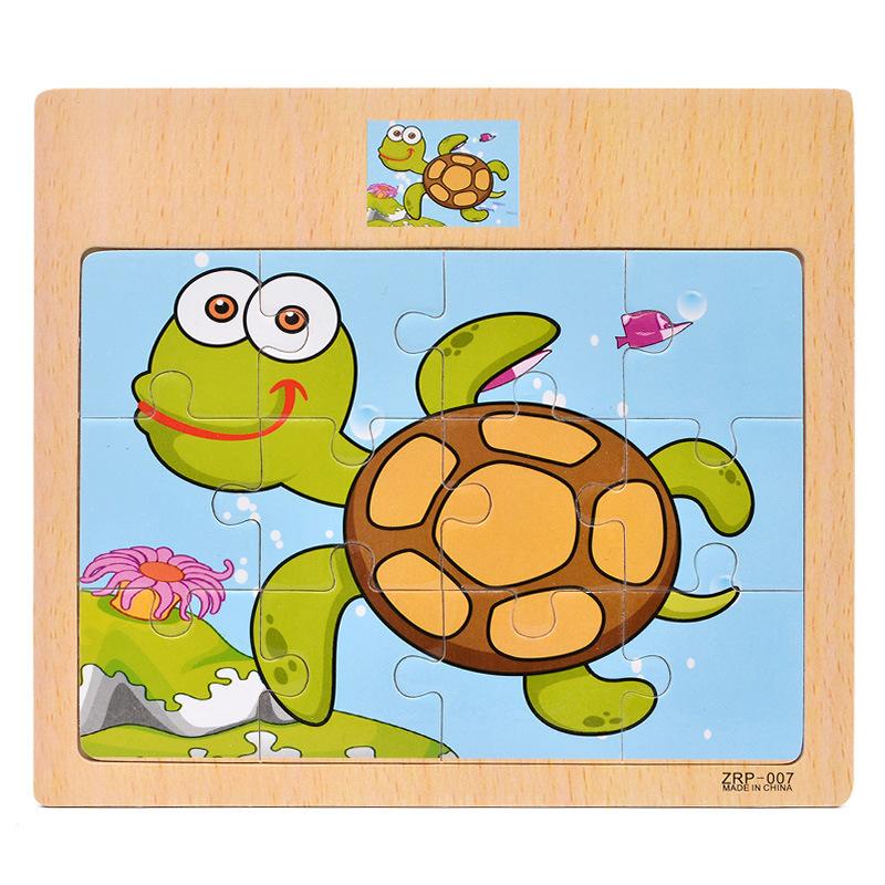 New Wooden 12 Piece Puzzle Puzzle Infant and Child Educational Early Education Toys Animal Traffic Wooden Puzzle Toys