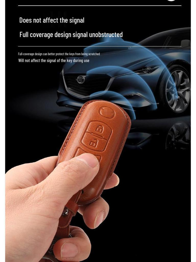 Genuine Leather Key Case for 2022 Mazda Axela/CX5/CX4 - Handmade Protective Cover