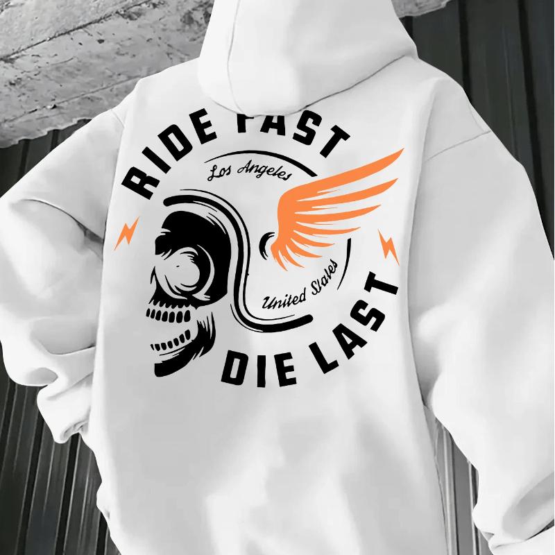 Happy Riding Letter Pattern Print Men'S Outdoor Clothing, Suitable for Outdoor, Travel Hoodies