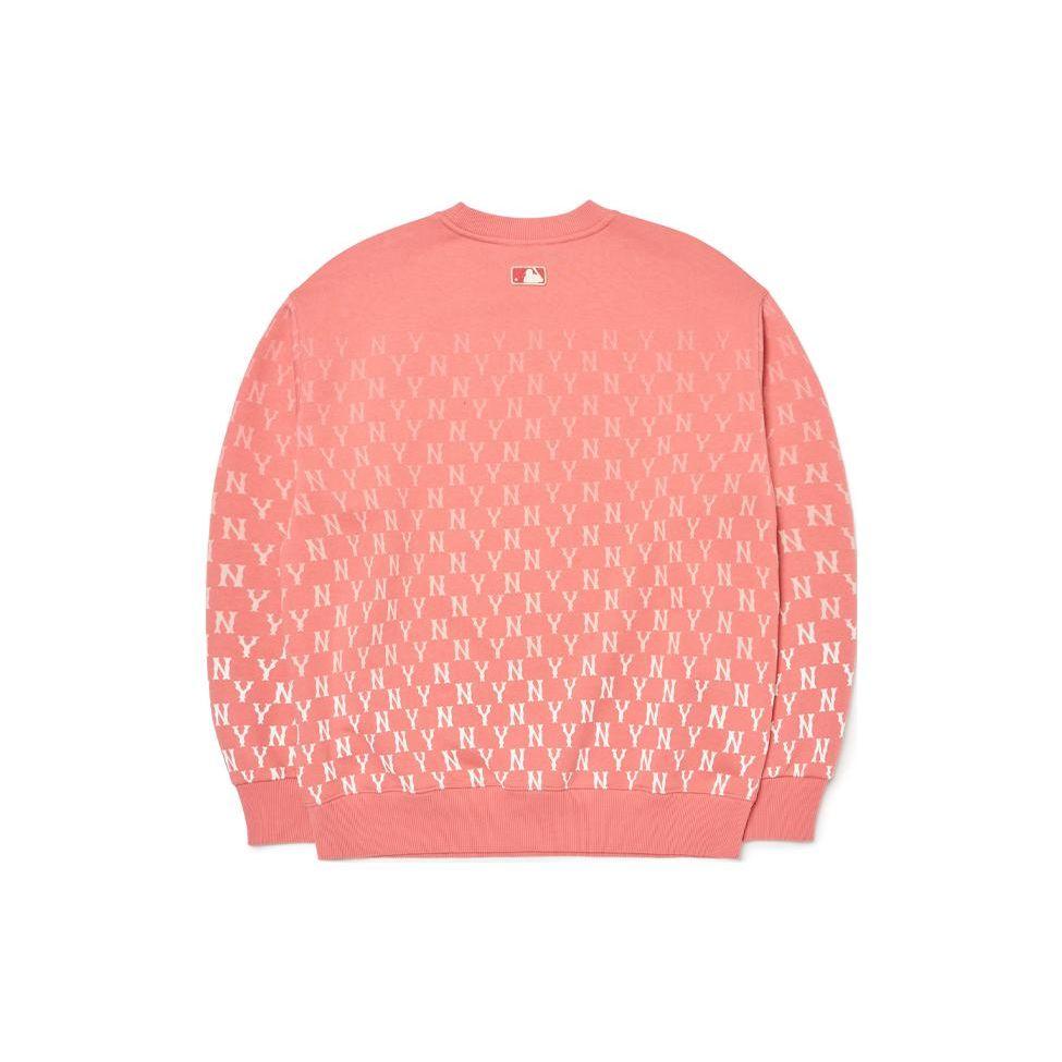 MLB Basic Logo New York Yankees Gradient All-Over Print Pullover Long Sleeve Sweatshirt Fall Unisex sweatshirt Coral 3AMTM1024-50COS