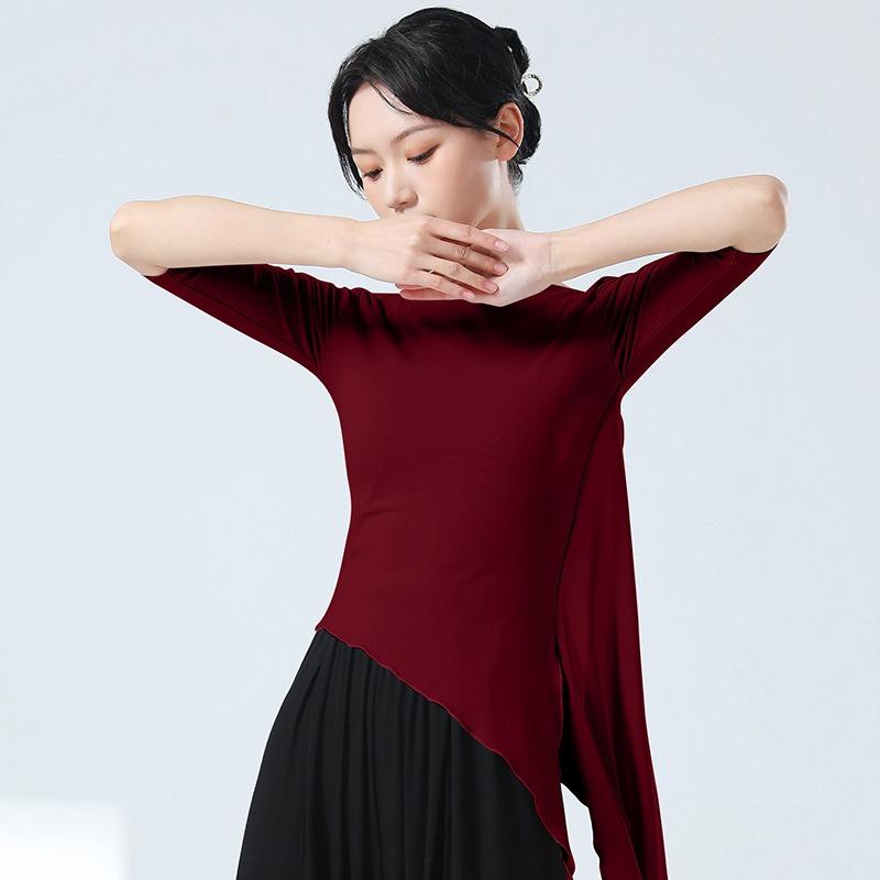 Klassische Tanzübungsbekleidung Fingerlinge Seitenschlitz Tüll-Design Chinesischer Stil Freizeitkleidung Schickes Bühnenauftrittskostüm